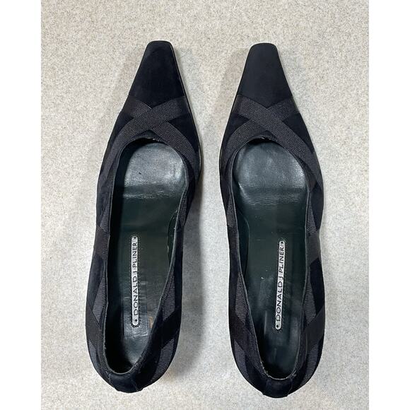 Donald J Pliner Black Suede Leather Kitten High Heels Pumps Shoes Women’s Sz 7.5 - Picture 4 of 11